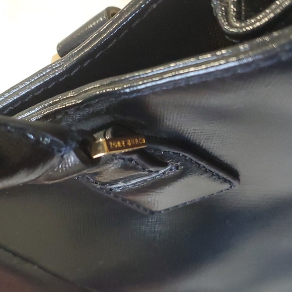 Vtg Tory burch black leather top handle shoulder bag - Picture 17 of 17